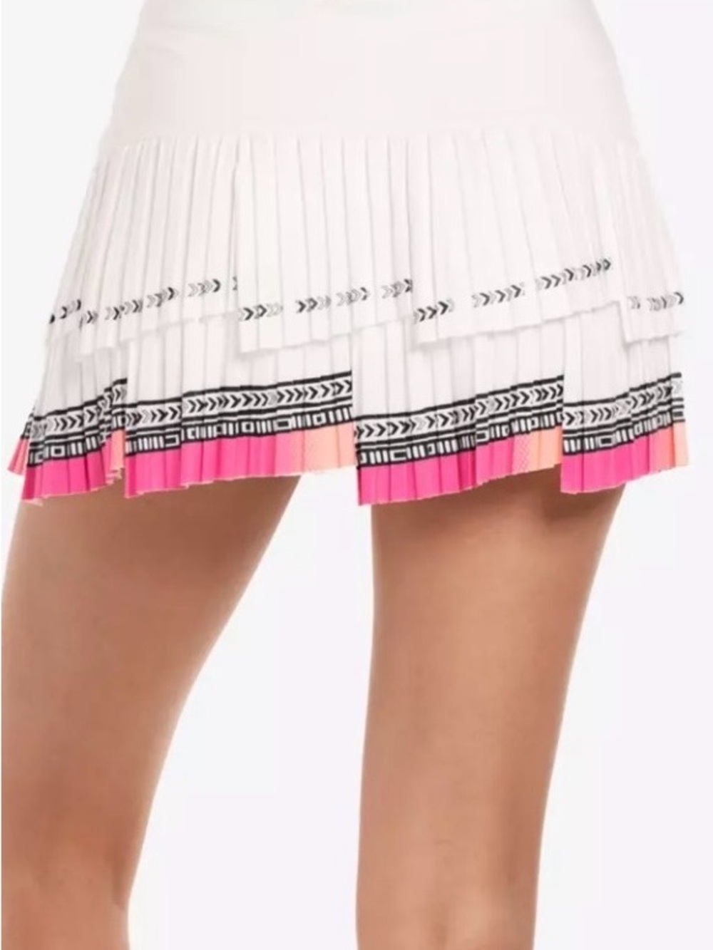 Lucky in Love White Pleated Mini Skirt with Pink Trim